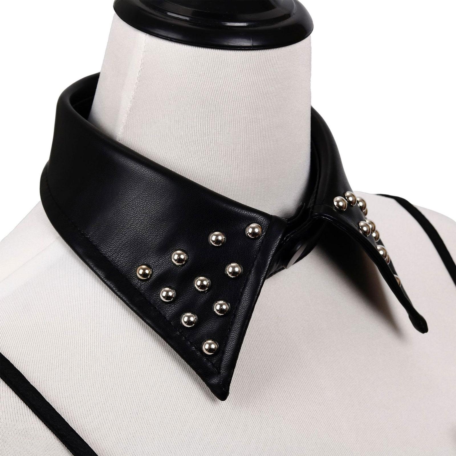 Shirts - Leichter Damen-Kragen aus PU-Leder im Punk-Gothic-Stil,