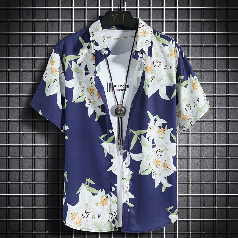 Vintage Hawaiian Floral Shirt - Hawaii-Strandhemden. Kurzarm-Freizeithemden für Herren. Schnell trocknende