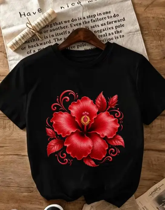 Vintage Hawaiian Floral Shirt - Damen Vintage 90er Jahre T-Shirt mit