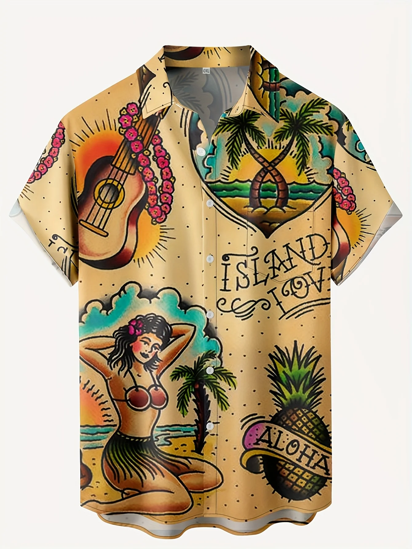 Vintage Hawaiian Floral Shirt - Mehrere Stile Traditionelle Old-School Tattoo-Print Hawaiihemden