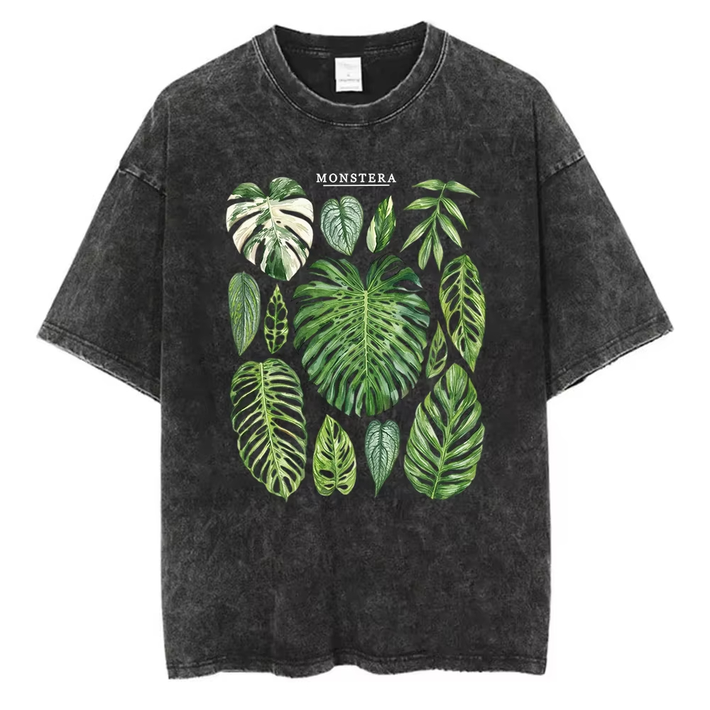 Monstera-Blätter Grafik-T-Shir – Acid Wash Vintage Graphic T Shirt Bewertung und Preis