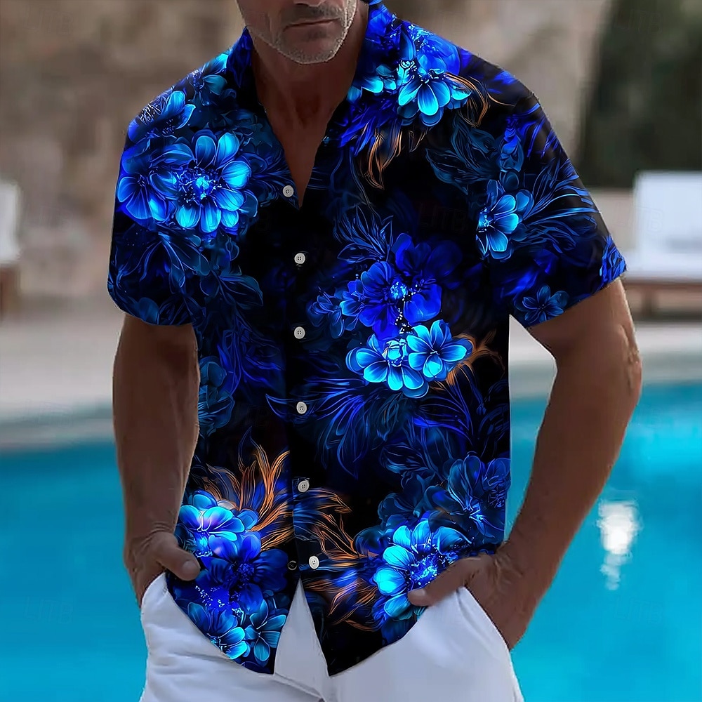 Herren Blumendruck Neon Glow F – Vintage Hawaiian Floral Shirt Bewertung und Preis