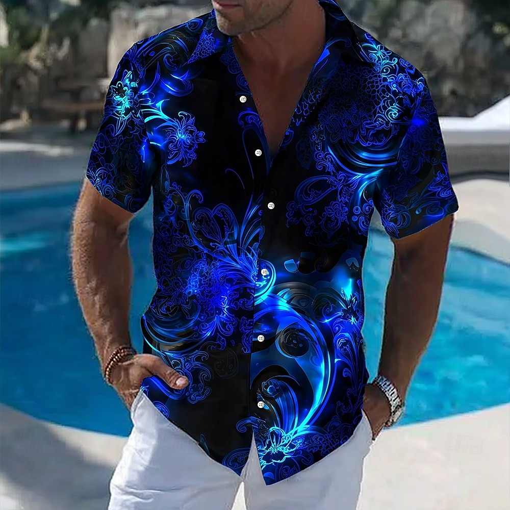 Herren Blumendruck Neon Glow F – Vintage Hawaiian Floral Shirt Bewertung und Preis