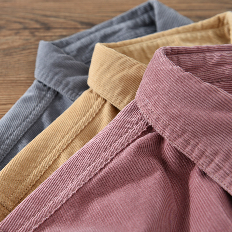 Retro-Japanischer Stil Langarm – Corduroy Button Up Shirt Men Bewertung und Preis