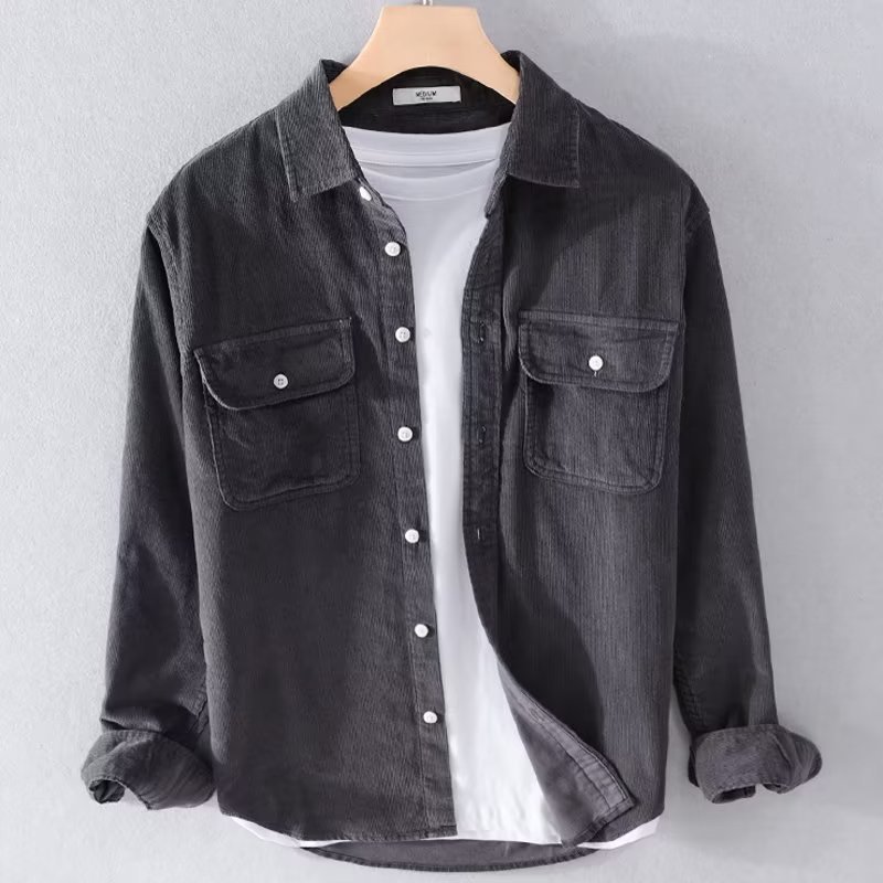 Herren-Cordhemd, einfarbig, la – Corduroy Button Up Shirt Men Bewertung und Preis